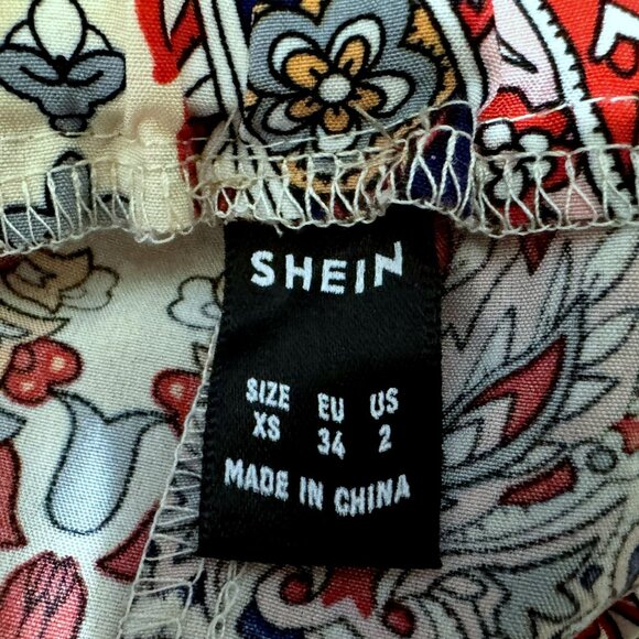 Shein Breezaya Paisley Print Pull-On Fringe Hem Tiered BoHo Maxi Skirt Sz XS - Picture 5 of 5